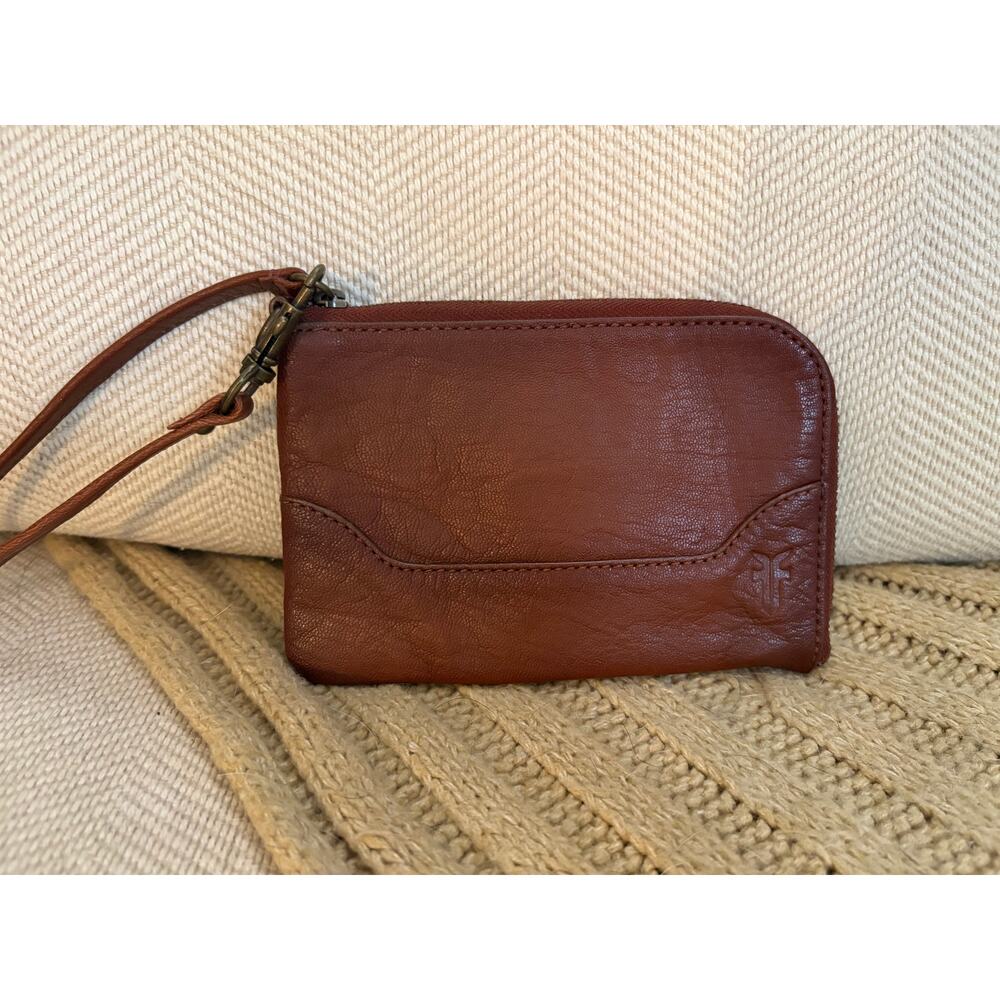Frye Melissa Leather Wallet Wristlet Cognac Brown